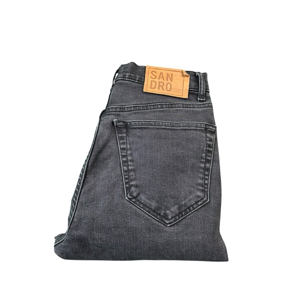 Sandro‎ Paris Black Zipper Fly Stretch Denim Men's Jeans Size 28x26 Cutoff